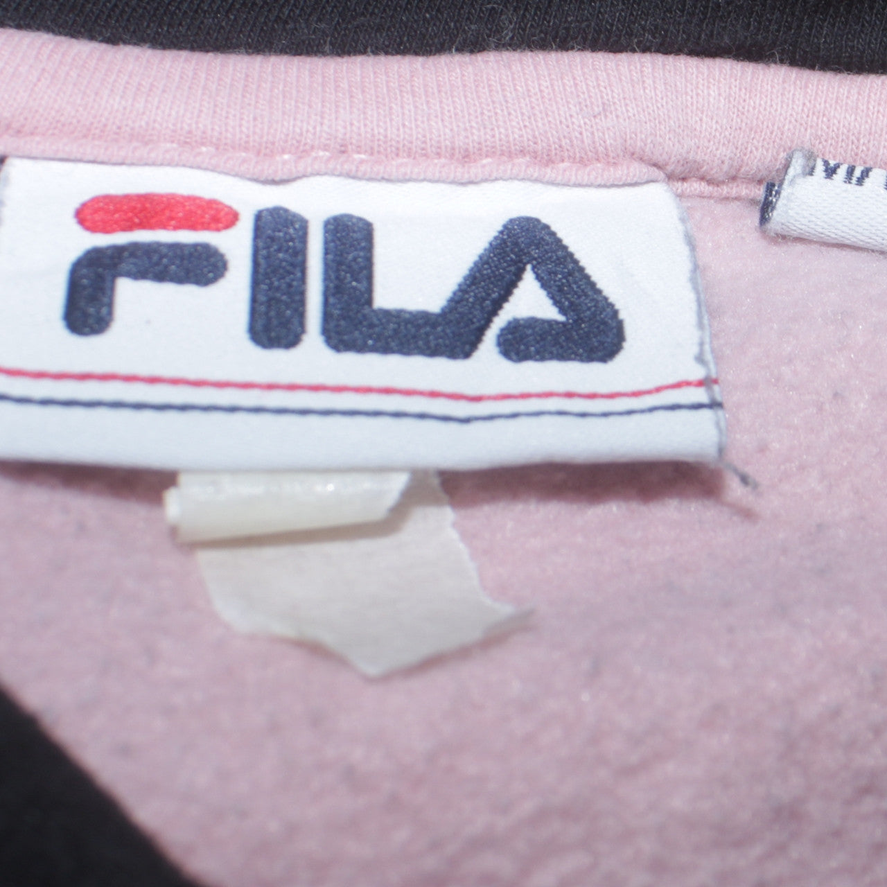 Fila Women’s Pink Black Colourblock Pullover Hoodie Size M