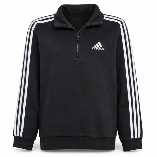 Adidas Women Black 1/4 Zip Sweatshirt S 8-10 Logo Pullover Top