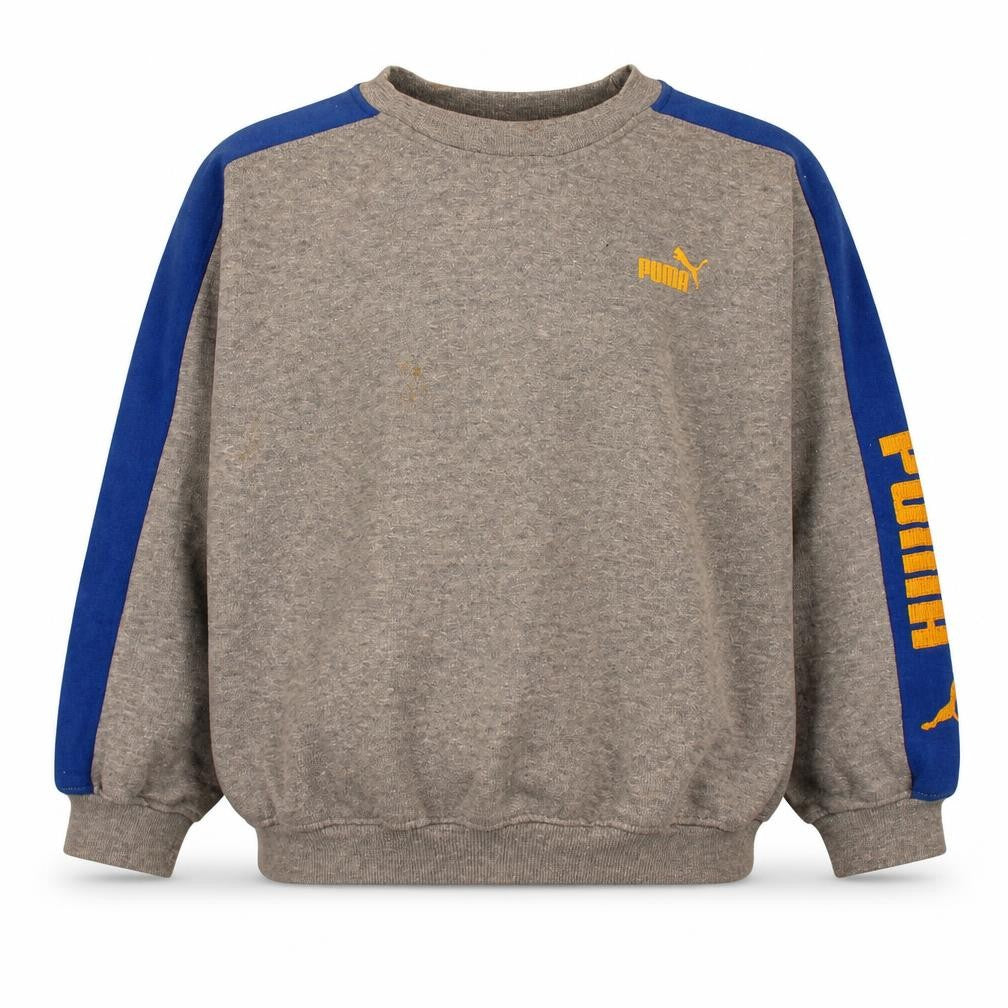 Puma Girls Grey & Blue Colourblock Logo Pullover Sweatshirt 10 Years