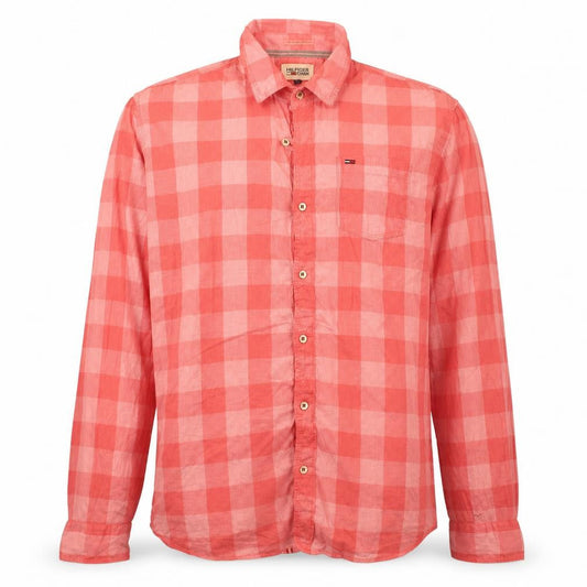 Hilfiger Denim Men's Red Check Long Sleeve Button-Up Shirt L