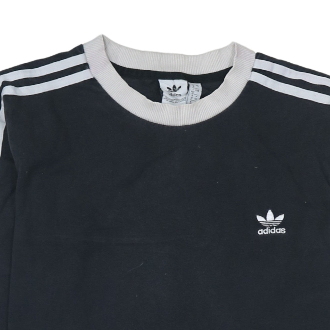 Adidas Women Black Long Sleeve Striped Crew Neck T-Shirt Size 12