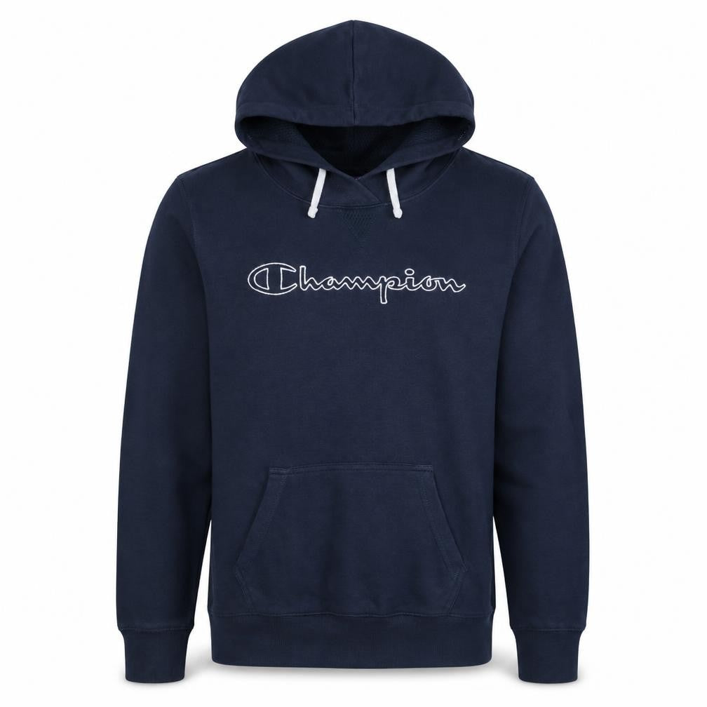 Champion Men's Blue Medium Pullover Hoodie Embroidered Logo