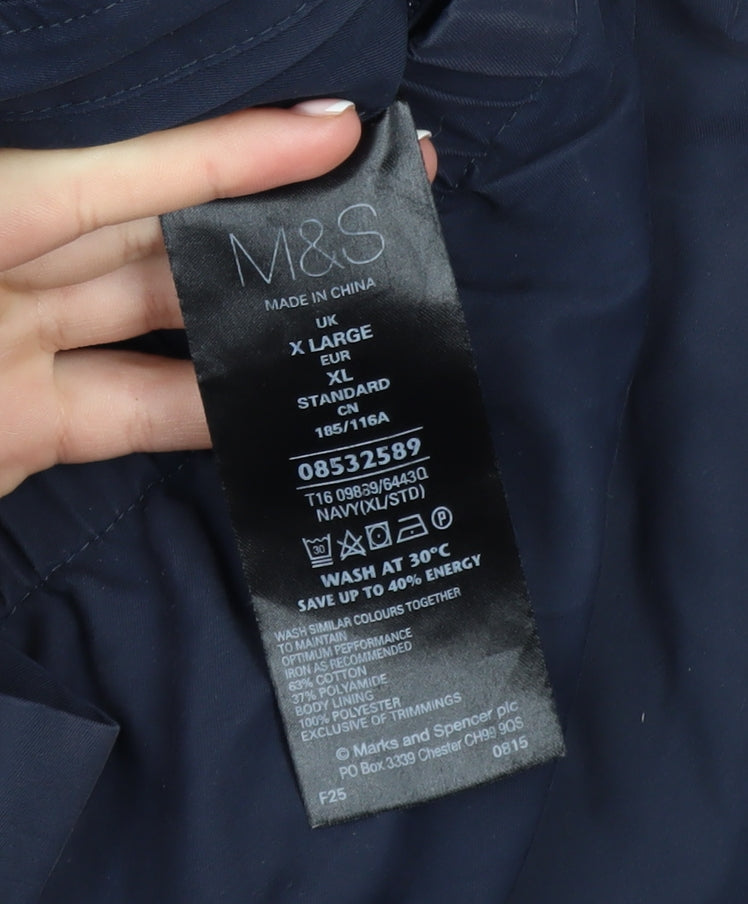 Marks and Spencer Men's Blue XL Bomber Jacket Full Zip Cotton Blend