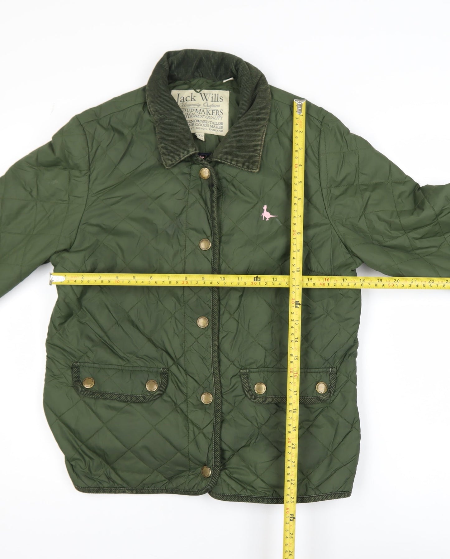 Jack Wills Womens Green Quilted Mid-Length Jacket Size 12