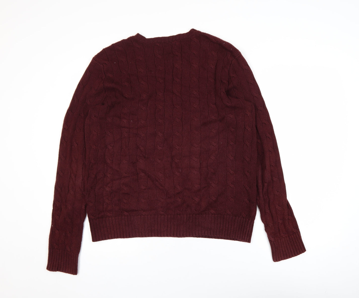 Polo Ralph Lauren Men's Red Cable-Knit Cotton Jumper Size S