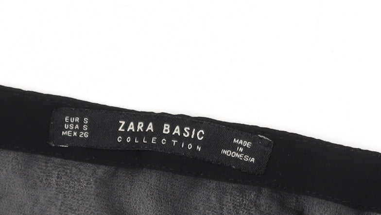 Zara Basic Women's Black V-Neck Long Sleeve Chiffon Blouse Size S