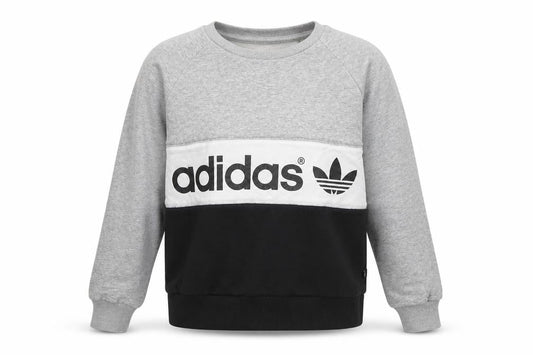 Adidas Women’s Grey Black Colourblock Pullover Sweatshirt Size 12
