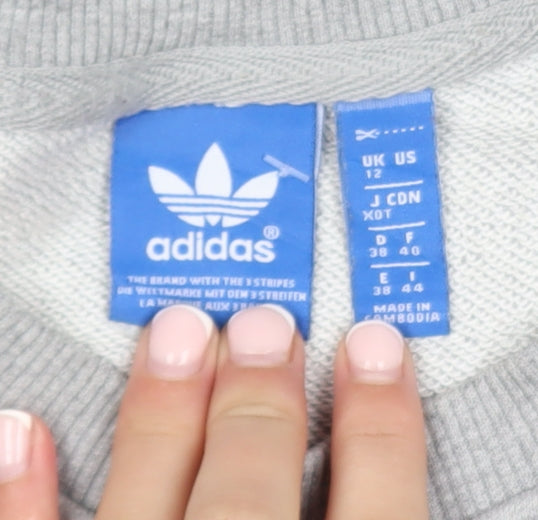 Adidas Women’s Grey Black Colourblock Pullover Sweatshirt Size 12