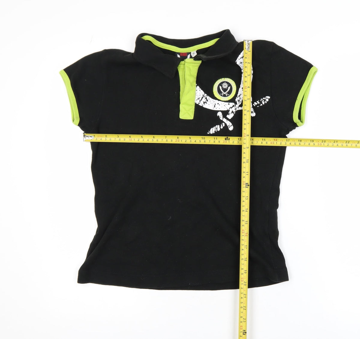 The Blades Boys Black Polo Shirt 14 Years Short Sleeve Football Top