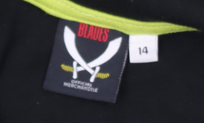 The Blades Boys Black Polo Shirt 14 Years Short Sleeve Football Top