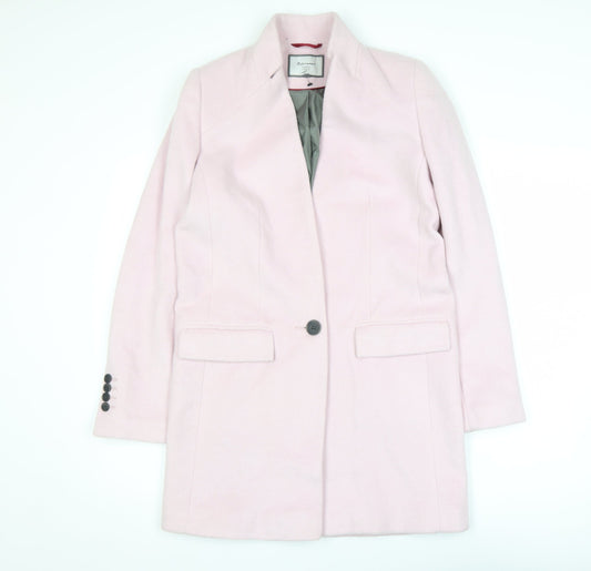 Next Women's Pink Wool Blend Mid-Length Overcoat Size 6