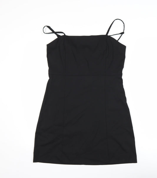 Monki Women's Black Size 14 Slip Dress Knee Length Summer