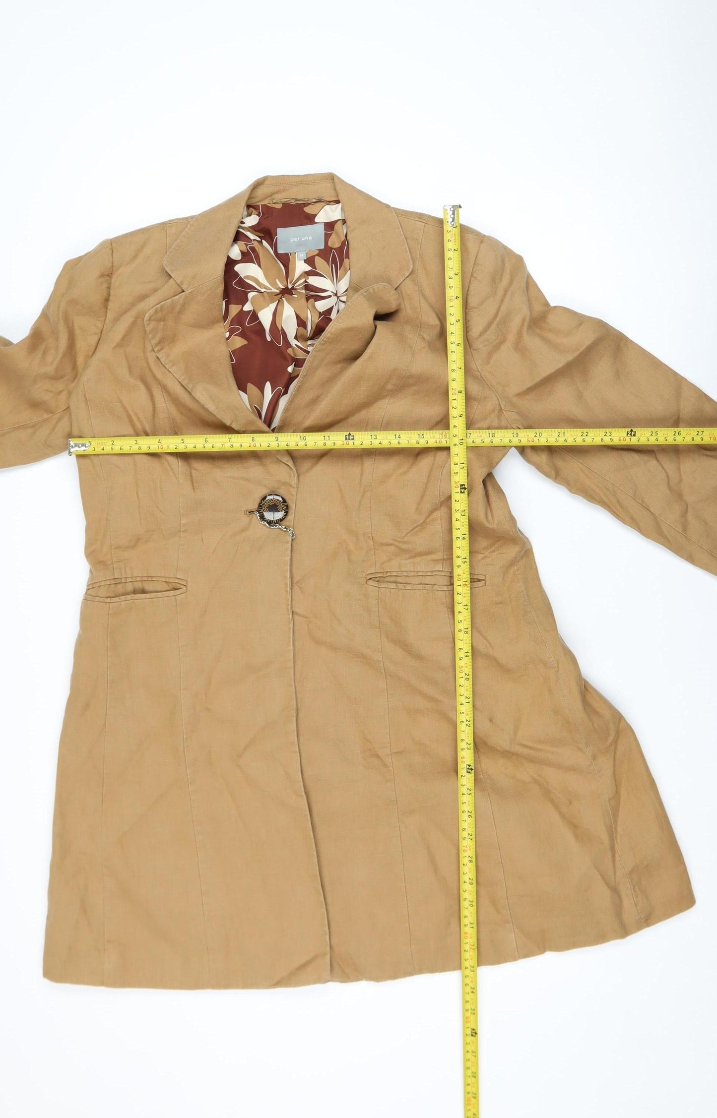 Marks and Spencer Per Una Women's Beige Linen Blazer Size 14