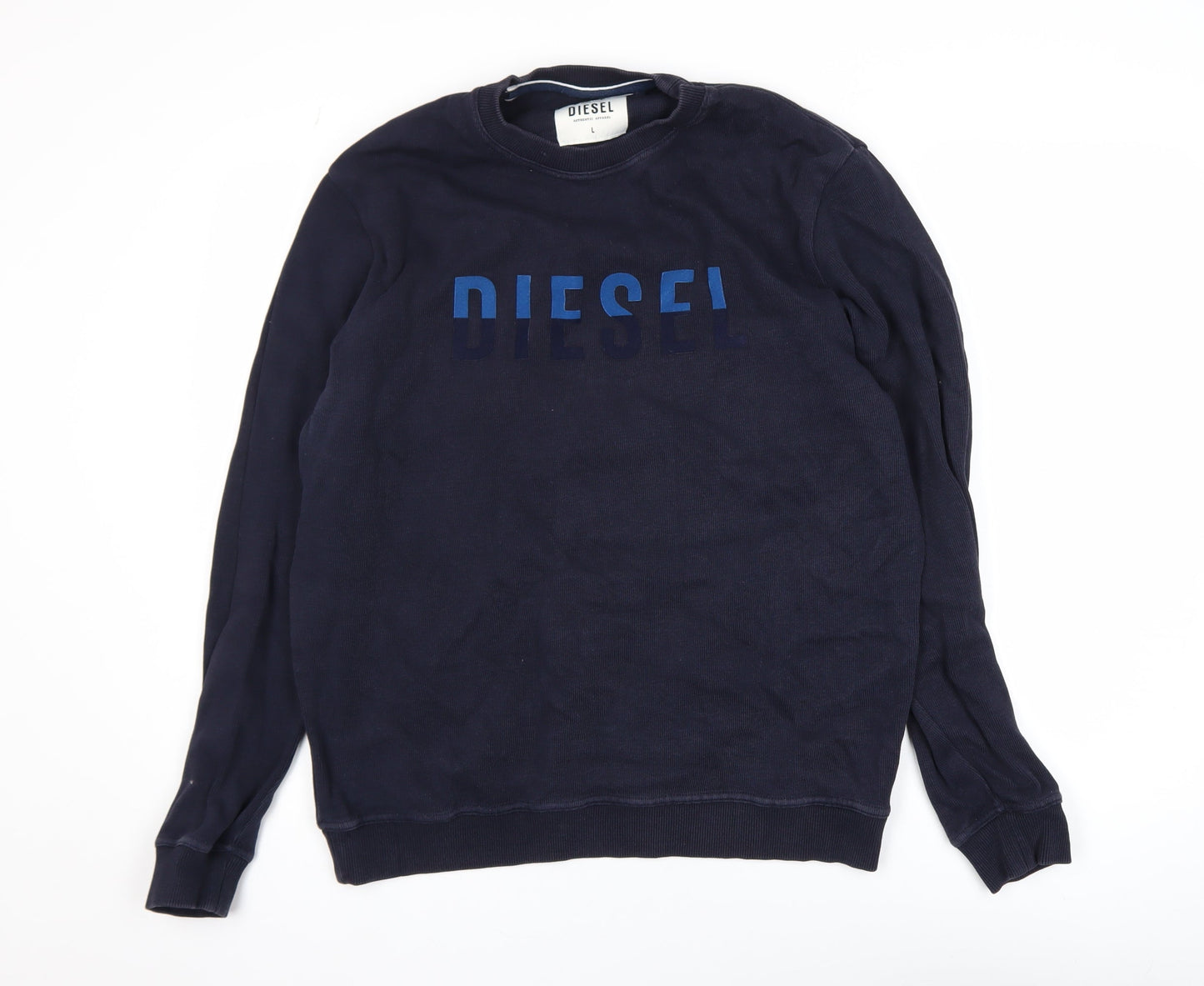 Diesel Mens Blue Logo Crew Neck Cotton Sweatshirt Size L