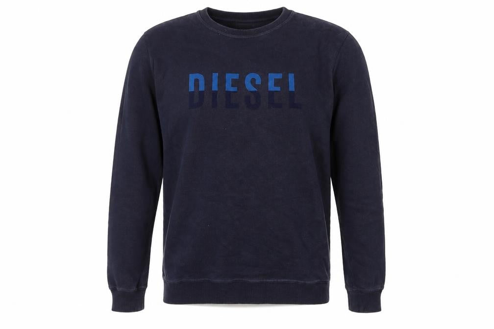 Diesel Mens Blue Logo Crew Neck Cotton Sweatshirt Size L