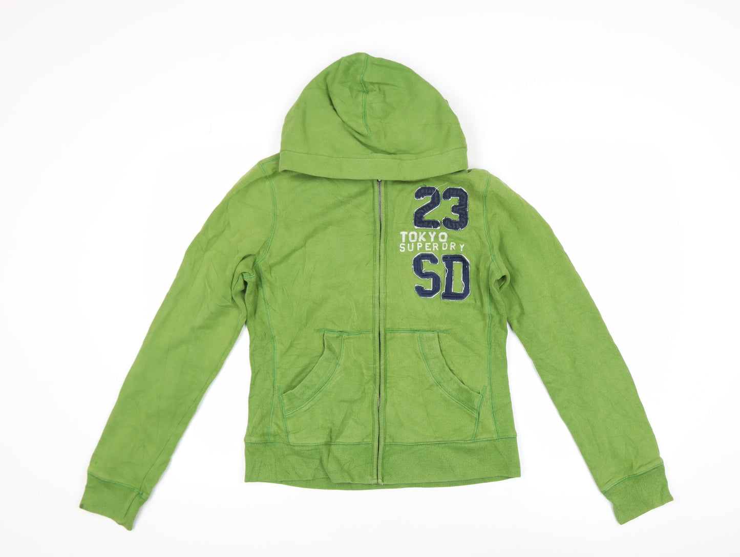 Superdry Women's Green Hooded Full Zip Fleece Jacket Size M