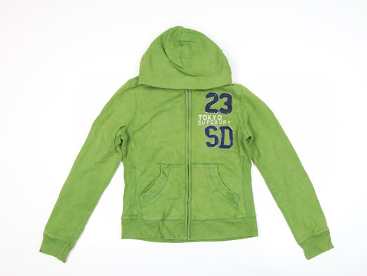 Superdry Women's Green Hooded Full Zip Fleece Jacket Size M