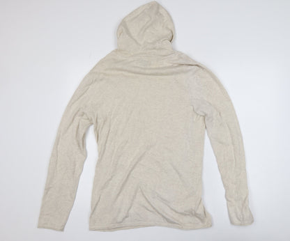 H&M Women Beige 100% Cotton Hooded Pullover Jumper Size 12