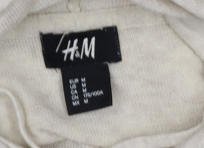 H&M Women Beige 100% Cotton Hooded Pullover Jumper Size 12