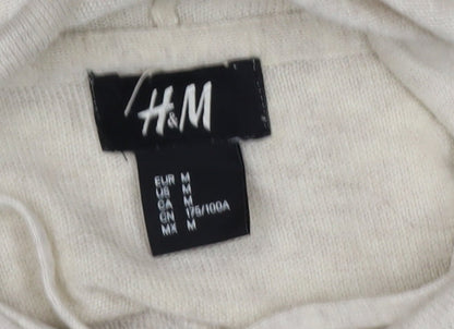 H&M Women Beige 100% Cotton Hooded Pullover Jumper Size 12