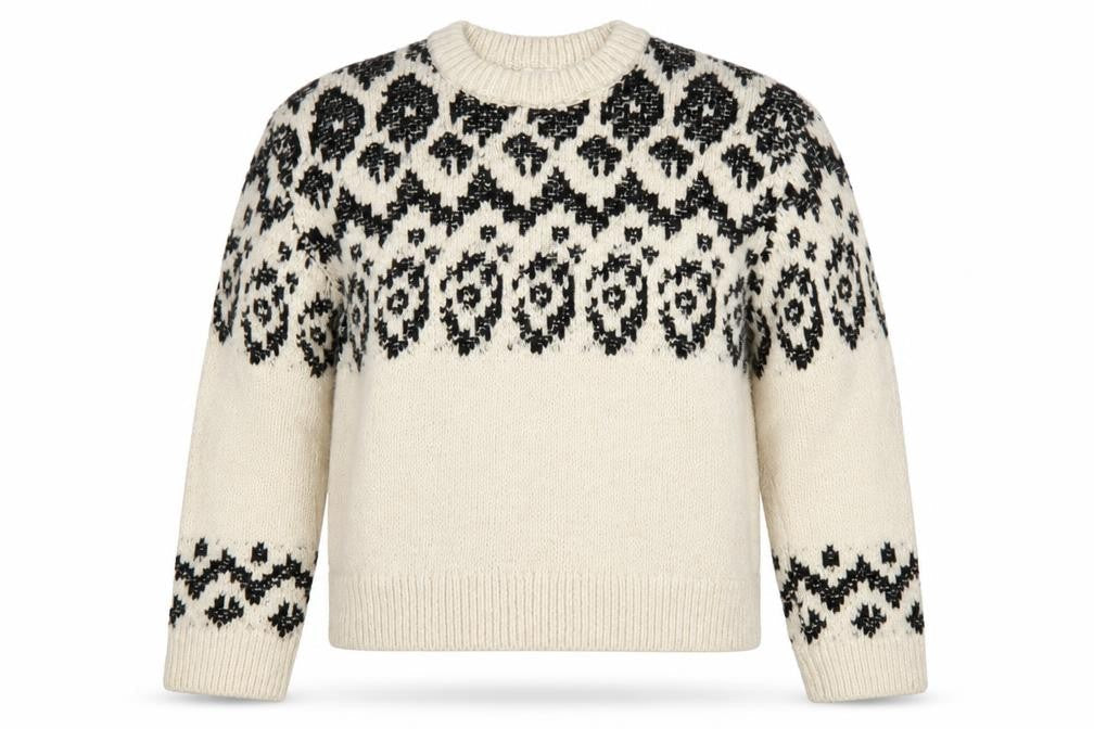 H&M Women's Ivory Black Geometric Knit Pullover Jumper Size M