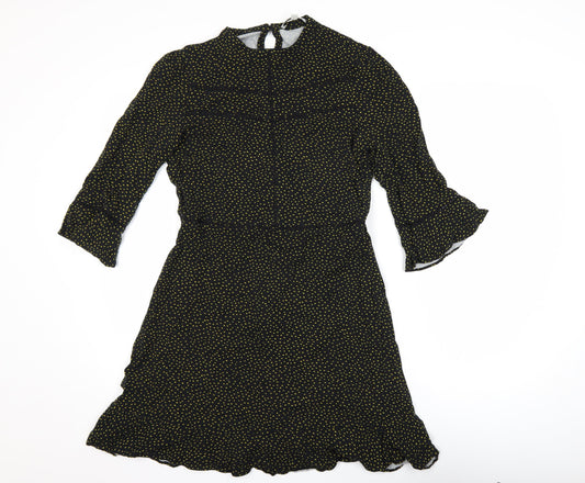 Oasis Women’s Black Polka Dot A-Line Dress Size 10