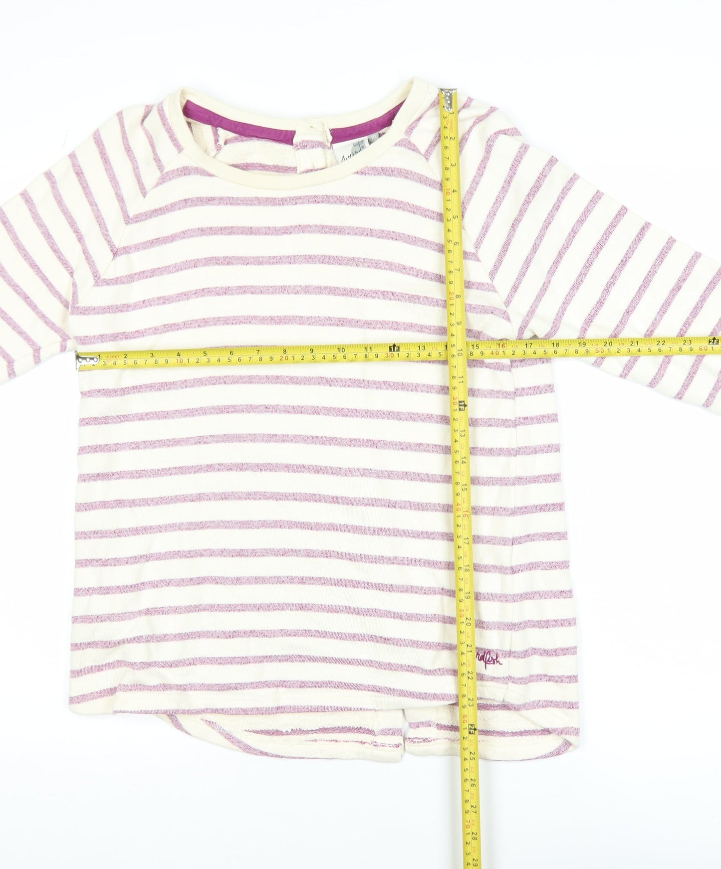 Weird Fish Women’s Multicoloured Striped 3/4 Sleeve Cotton T-Shirt Size 10