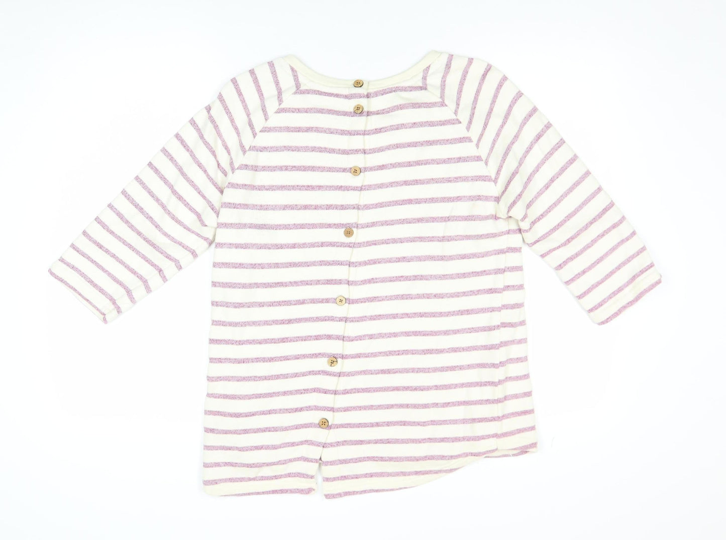 Weird Fish Women’s Multicoloured Striped 3/4 Sleeve Cotton T-Shirt Size 10