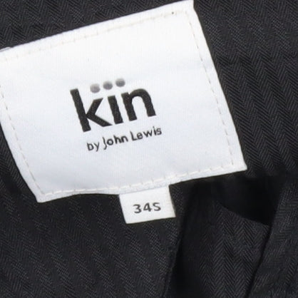 Kin by John Lewis Men's Black Wool Dress Trousers 34S Slim Fit