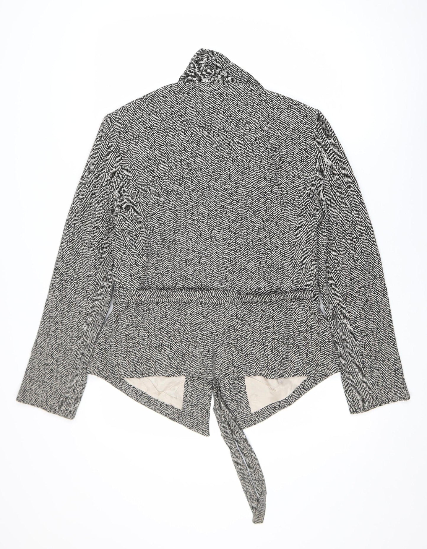 Great Plains Women’s Grey Herringbone Belted Blazer L