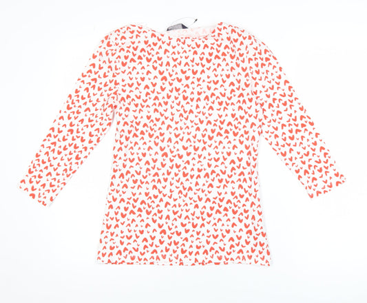 Marks and Spencer Women's White Heart Print 3/4 Sleeve Jersey T-Shirt Size 10
