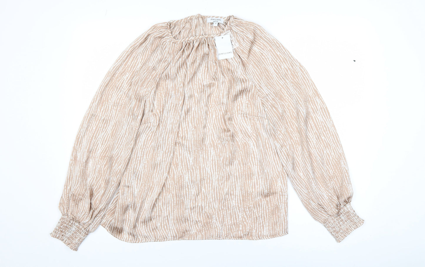 JD Williams Women's Beige Striped Long Sleeve Tunic Blouse Size 10