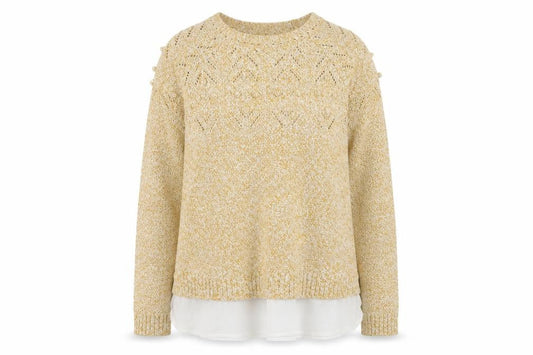 Springfield Women’s Beige Cotton Knit Jumper Size 12 Crew Neck