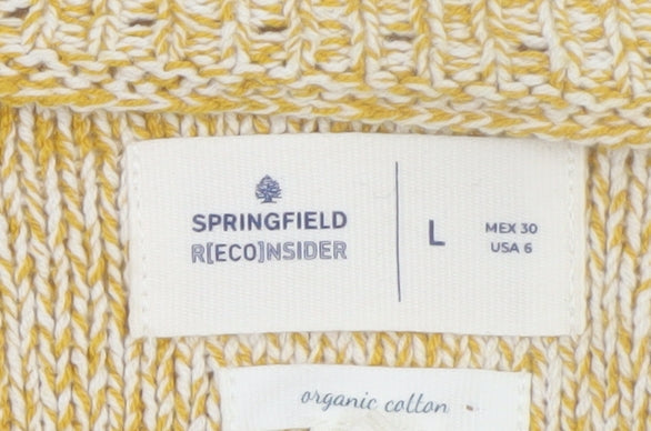 Springfield Women’s Beige Cotton Knit Jumper Size 12 Crew Neck