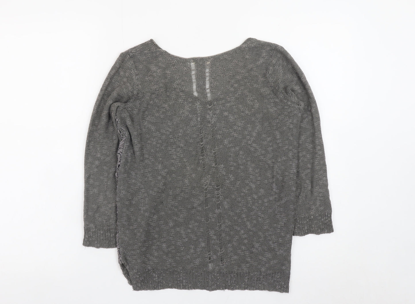 River Island Womens Grey Long Sleeve Pullover Jumper Size 6 Lace Detail
