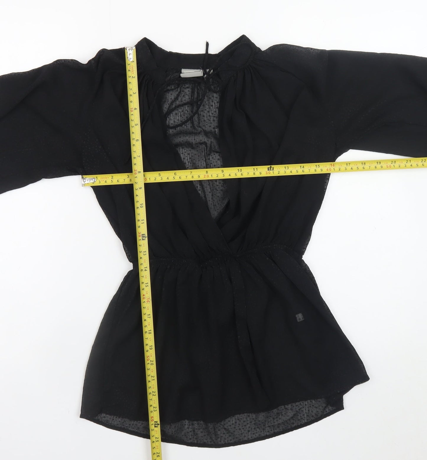 ASOS Women’s Black Wrap Chiffon Blouse Size 6 Long Sleeve V-Neck