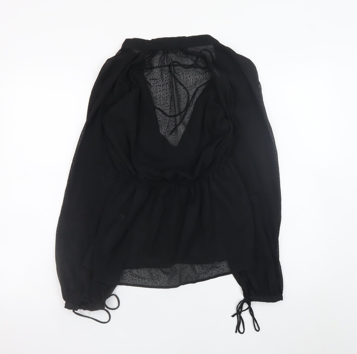 ASOS Women’s Black Wrap Chiffon Blouse Size 6 Long Sleeve V-Neck