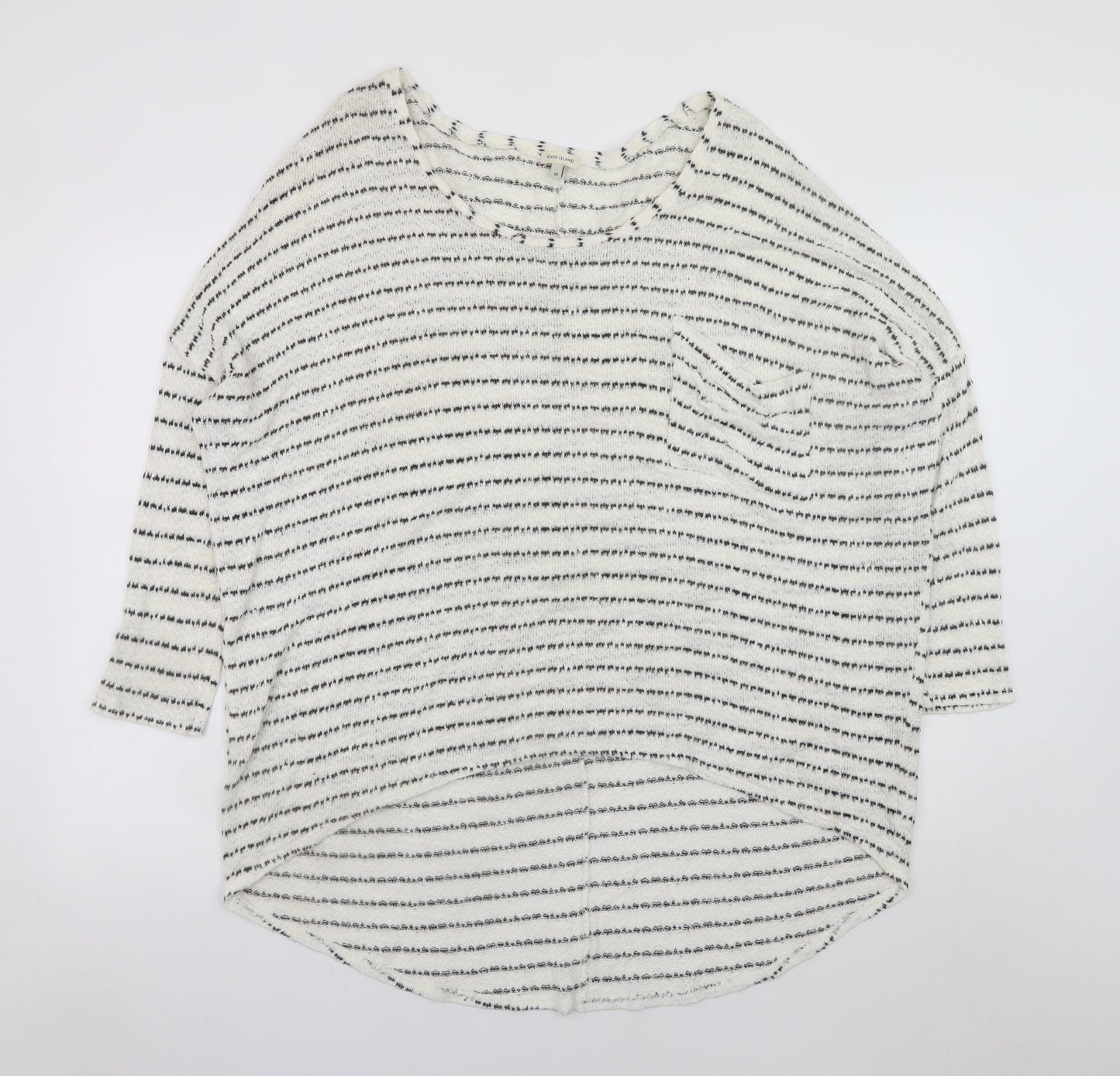 River Island Women's Black White Striped Jersey Top Size 16