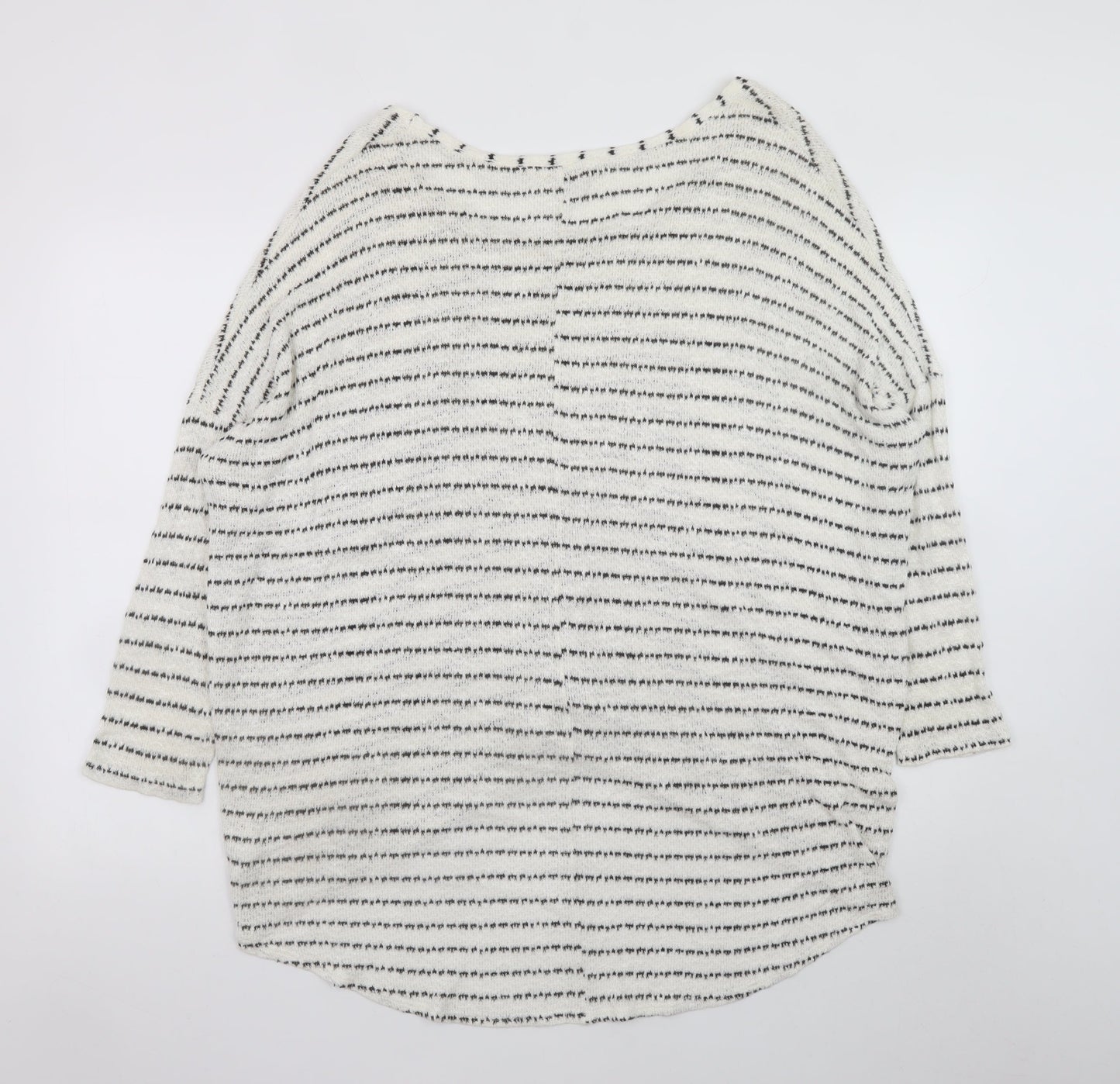 River Island Women's Black White Striped Jersey Top Size 16