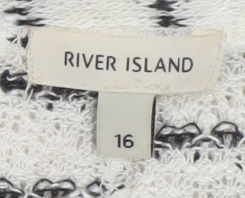 River Island Women's Black White Striped Jersey Top Size 16