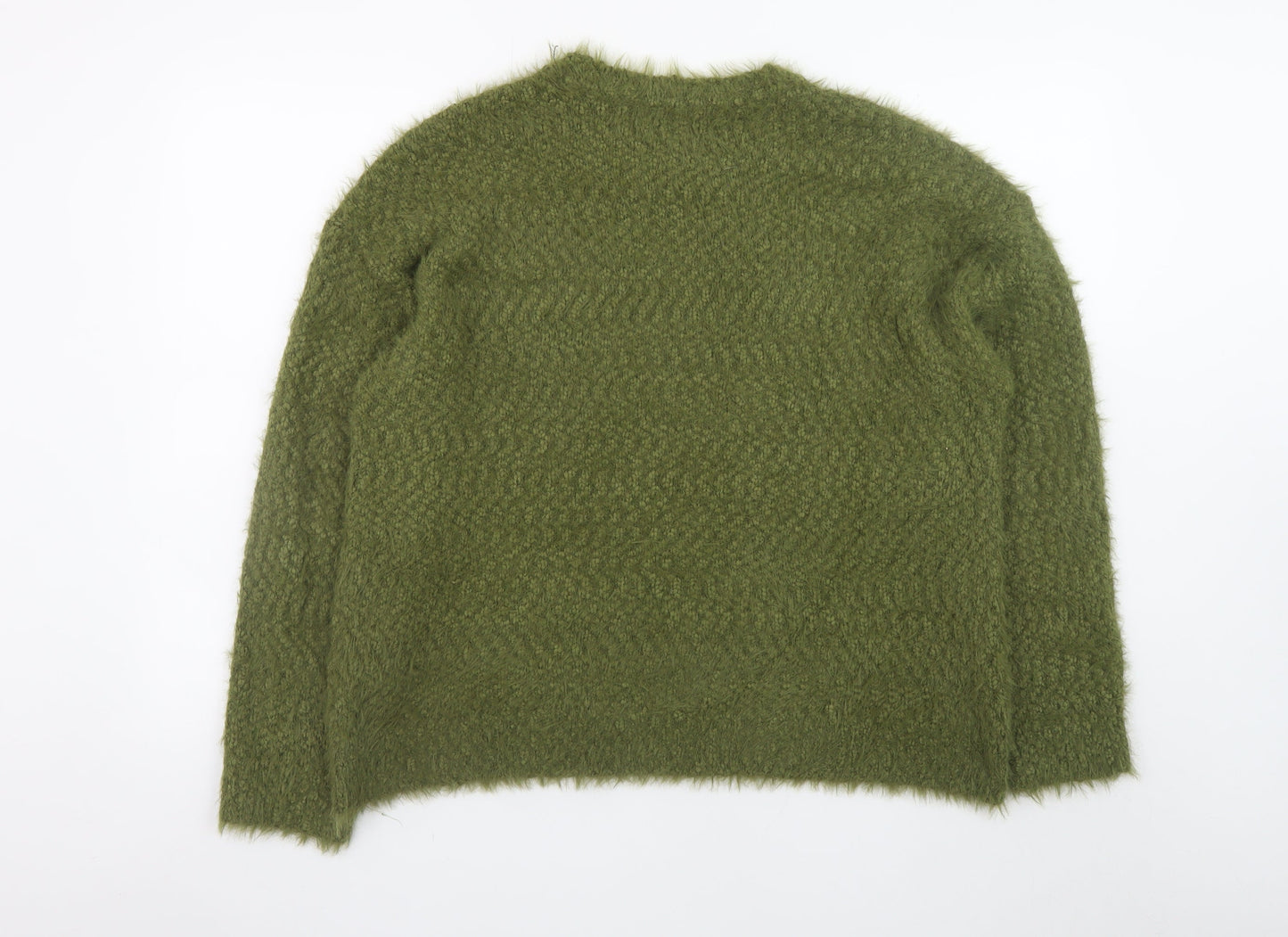 Marks and Spencer Women Green L Knit Jumper Crew Neck Long Sleeve