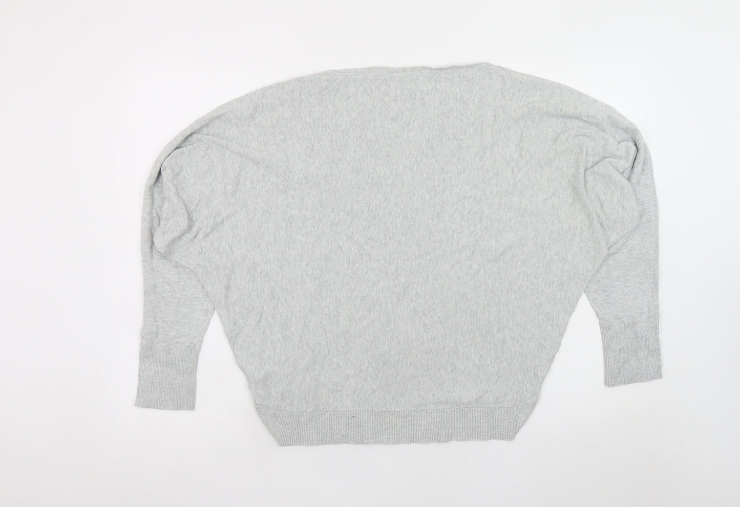 AllSaints Women's Grey Relaxed Long Sleeve Jersey Top Size L