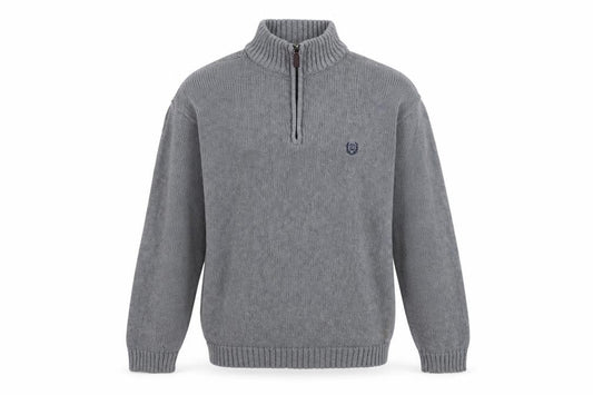 Chaps Men’s Grey Cotton 1/4 Zip Knit Jumper Size L
