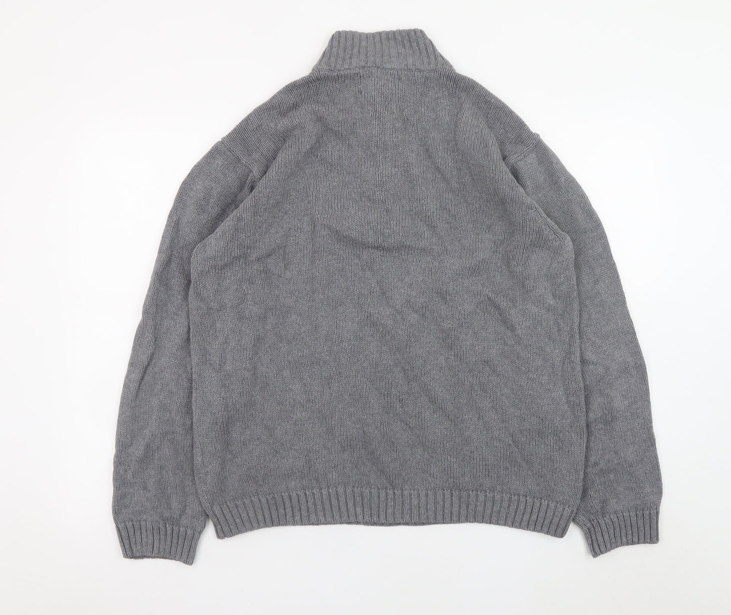 Chaps Men’s Grey Cotton 1/4 Zip Knit Jumper Size L