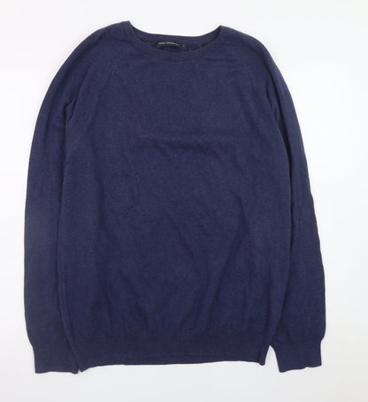 Additional front view of French Connection Men's Blue Cotton Blend Crew Neck Jumper L