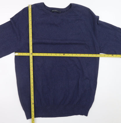 Back view of French Connection Men's Blue Cotton Blend Crew Neck Jumper L