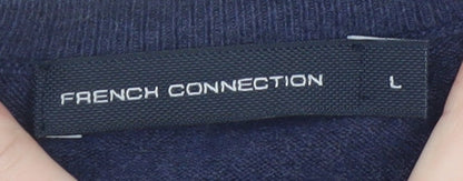 Brand and care label for French Connection Men's Blue Cotton Blend Crew Neck Jumper L