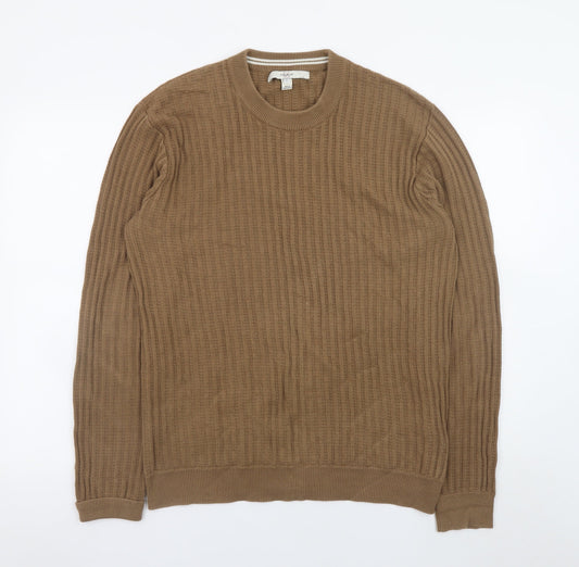 River Island Men's Brown Cotton Crew Neck Waffle Knit Jumper Size M