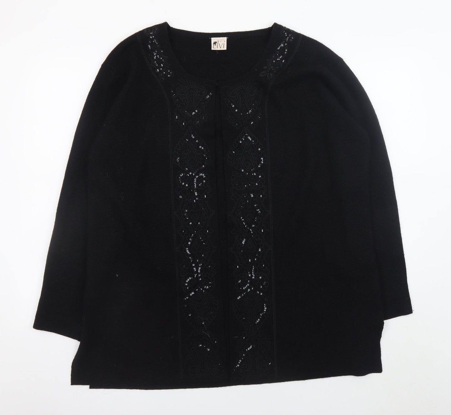 Elvi Women’s Black Long Sleeve Sequin Knit Cardigan Size 2