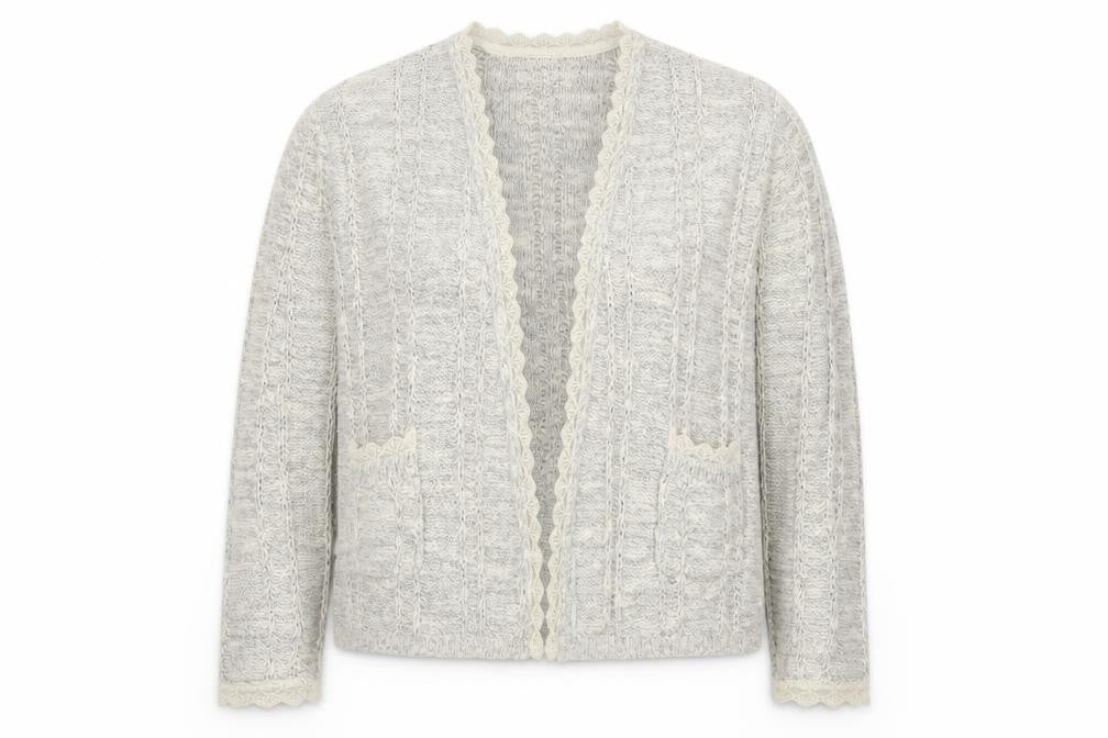 Palmer Heritage Womens Grey Size 16 Cable Knit Cardigan